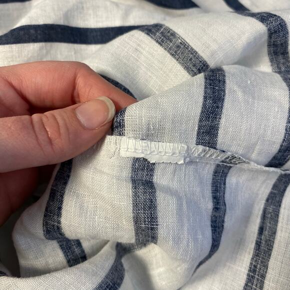 Zara Striped Blue White Oversized Linen V Neck Shirt Size L‎ Coastal Nautical - Picture 7 of 7